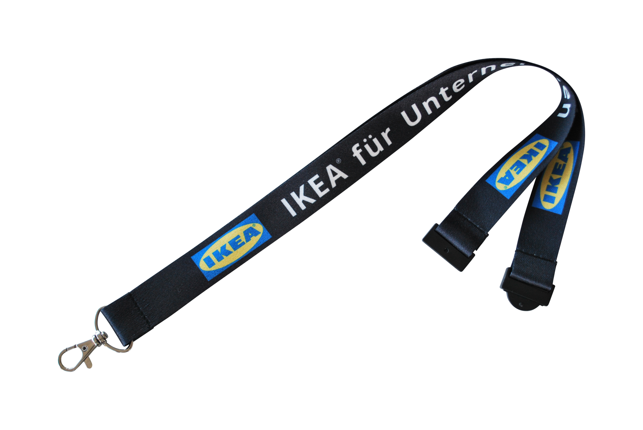 Black lanyard with the lettering "IKEA for Business" and a carabiner hook.